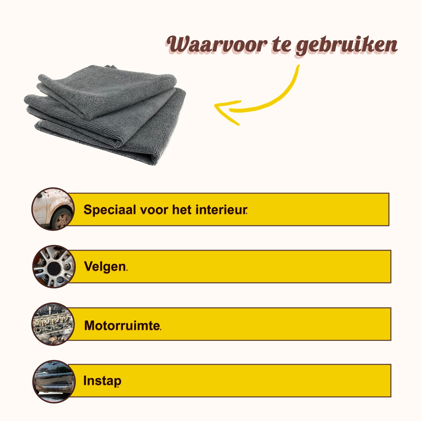 Premium detail doeken | Randloos | Velgen, motor, deurkanten | 3 stuks