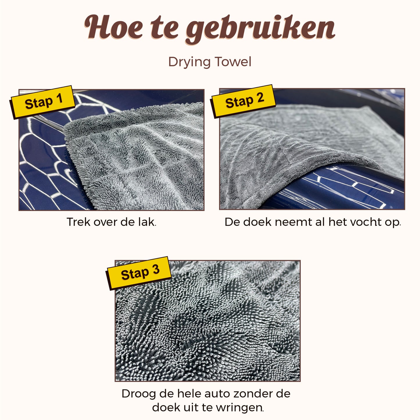Ultra-absorberende microvezel drooghanddoek | Snelle, streepvrije droge auto